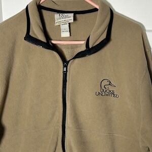 Ducks Unlimited Full Zip Fleece Jacket w/Zip Pockets Logo - Men's Size LARGE